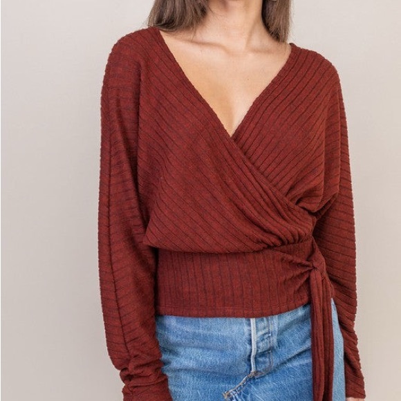 Rust Wrap Top. NWOT - Picture 1 of 4